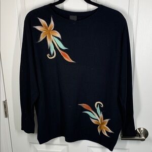 Aaeda black sweater with floral detail